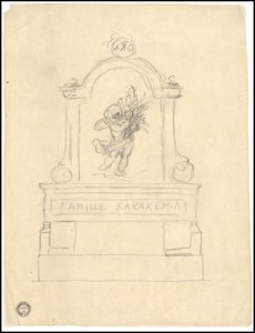 Skiss av en grav för familjen Karakehia på Père Lachaise -kyrkogården i Paris